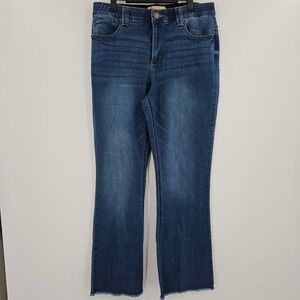 Democracy Jeans Women's Size 14 AB Technology Bootcut Frayed Hem Dark Wash